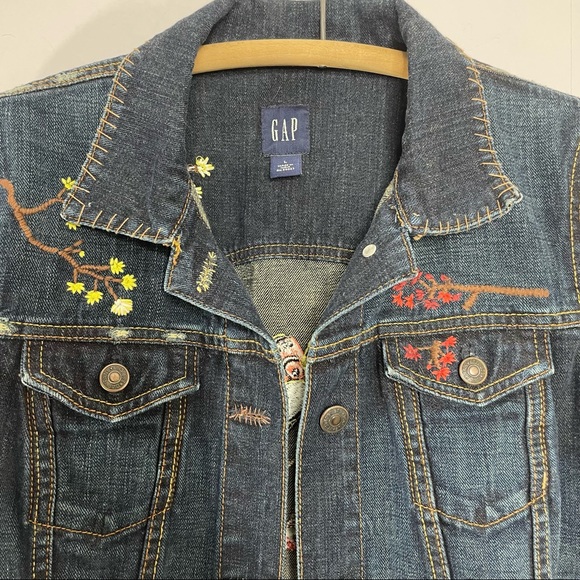 GAP Embroidered Denim Jean Jacket - Juniors Large - Picture 4 of 11